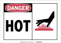 14Z405 Danger Sign, Hot, 3-1/2 x 5 In.