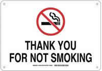 14Z448 Sign, Thank You For Not Smoking, 10 x 14