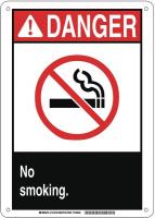 14Z439 Sign, No Smoking, Danger, 14 x 10 In.