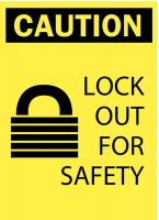 14Z490 Caution Sign, Lockout For Safety, 10 x 7