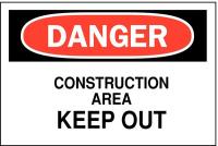 14Z492 Danger Sign, Construction Area, 10 x 14