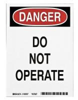 14Z521 Danger Sign, 7 x 5In, BK and R/WHT, MAG, ENG