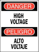 14Z533 Danger Sign, Alto Voltaje, 10 x 14 In.