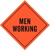 14Z557 Roll-Up Sign, Men Working, Mesh, 48 In.