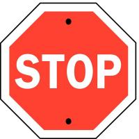 14Z564 Stop Sign, 18 x 18In, WHT/R, Fiberglass