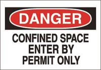 15H984 Sign, 7X10, Danger Confined Space Enter, S.