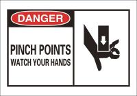 15J011 Sign, 3.5x5, Pinch PointsWatch YourHand, S.