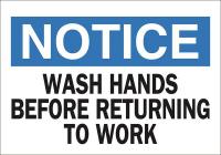 15J014 Sign, 7X10, Wash Hands Before Returning, S.