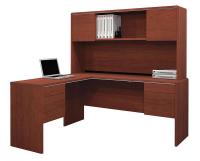 15X436 L-Shaped Workstation w/Hutch, Bordeaux