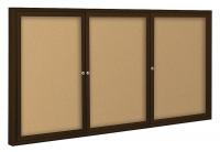 15Y250 Enclosed Bulletin Board, Coffee, 3 Door