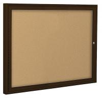 15Y252 Enclosed Bulletin Board, Coffee, 1 Door