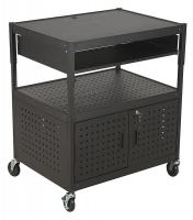 15Y298 Mobile Flat Panel TV Cart, 2 Shelf, Black