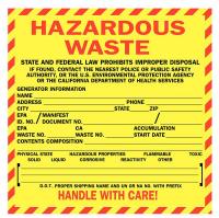 15Y482 California Hazardous Waste Label, PK 100