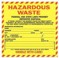 15Y483 New Jersey Hazardous Waste Label, PK 100