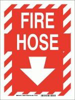 15Y793 Fire Hose Sign, 12 x 9In, WHT/R, FH, ENG