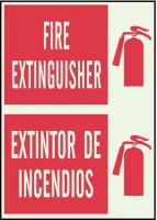 15Y806 Fire Extinguisher Sign, 14 x 10In, R/GRN