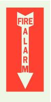 15Y822 Fire Alarm Sign, 14 x 5In, R/GRN, Fire ALM