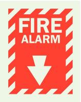 15Y828 Fire Alarm Sign, 14 x 10In, R/GRN, Fire ALM