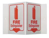 15Y840 Fire Extinguisher Sign, 6 x 9In, R/WHT, ENG