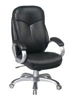 15Z238 Executive Chair, Eco Leather, Silver/Black