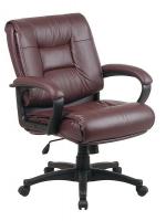 15Z261 Midback Chair, Leather, Burgundy