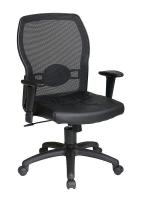 15Z308 Mesh Chair, Leather, Black