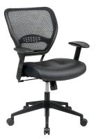 15Z316 Office Chair, Leather, Black