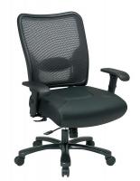 15Z371 Ergonomic Chair, Leather, Black