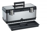 16W841 Portable Tool Box, 19-7/8 In W, Blk/Silver