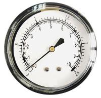 18C792 Pressure Gauge, 2 1/2 In, 0 to 10 Oz/Sq In