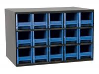 18D801 Cabinet, Steel, 17Wx11Dx11H, 15 Drwrs, Blue