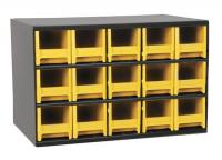 18D802 Cabinet, Steel, 17Wx11Dx11H, 15 Drwrs, Ylw