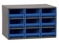 18D805 Cabinet, Steel, 17Wx11Dx11H, 9 Drwrs, Blue