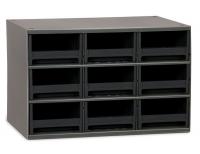 18D807 Cabinet, Steel, 17Wx11Dx11H, 9 Drwrs, Black