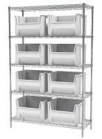 18D895 Bin Shelving, Wire, 48X18, 9 Bins, White