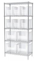 18D910 Bin Shelving, Wire, 36X18, 12 Bins, Clear