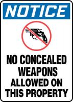 18F660 Sign, No Concealed Weapons, 10 x 14 In.