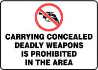18F665 Sign, Carrying Concealed Deadly, 14 x 10