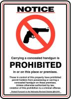 18F667 Sign, Carrying A Concealed, 10 x 14 In.