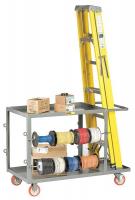 19C205 Wire Reel Ladder Cart, 2 Shelf, Gray