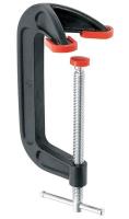 19C755 C-Clamp, Dbl Head, 6 In, 2-7/8 Deep, Black