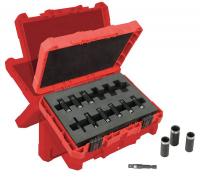 19F373 Metric Impact Socket Set, 1/4 In, 12 Pc