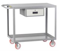 19G820 Utility Cart, 2 Shelf, 48x24, 1 Drawer
