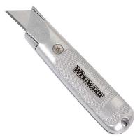 19G962 Utility Knife, Fixed, 5-3/8 In, Silver