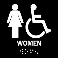 19H380 Sign, Braille, Legend Women, 8 x 8 In.