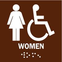 19H385 Sign, Braille, Legend Women, 8 x 8 In.