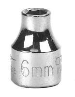 19L566 Socket, Standard, 3/8 In Dr, 6 Pt, 6mm