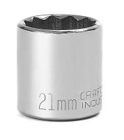 19L574 Socket, Standard, 3/8 In Dr, 12 Pt, 21mm