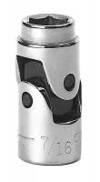 19L583 Universal Socket, Flex, 3/8 Dr, 6 Pt, 7/16In