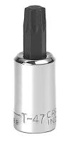 19L618 Torx Socket, 3/8 In Dr, T47, Chrome